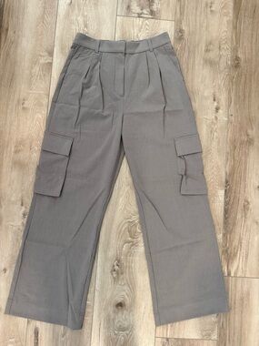 Abercrombie & Fitch Gray Wide-Leg Cargo Trousers